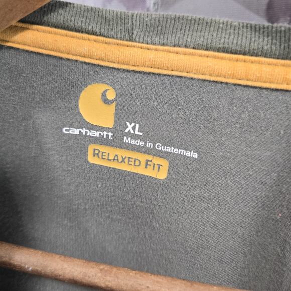 Carhartt T Shirt Mens XL Green Pocket Relaxed Fit Tee Short Raglan Force - Picture 3 of 11